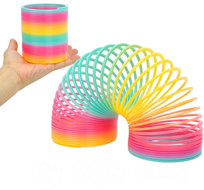 魔力彩虹彈簧圈 可下樓梯 舒壓玩具 表演道具 (24H出貨開發票), 1個, 傳統彩虹色, 傳統彩虹色
