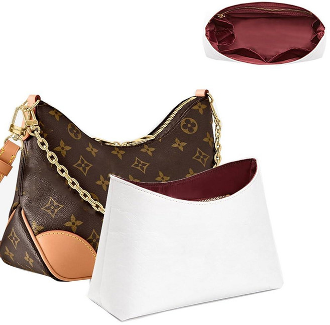 OAikor LV 불로뉴 PM 백과 호환되는 가방 오거나이저 인서트 업그레이드된 경량 방수 듀퐁페이퍼 pm 인서트 셰이퍼 럭셔리 백용(화이트-레드) 104531