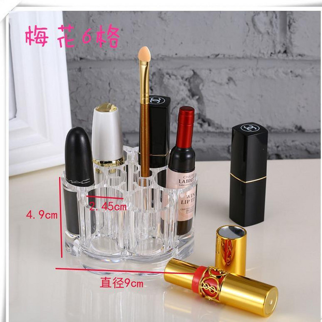 壓克力 透明 口紅收納盒 桌面化妝品展示架, 1個, 花瓣適合細管圓管口紅