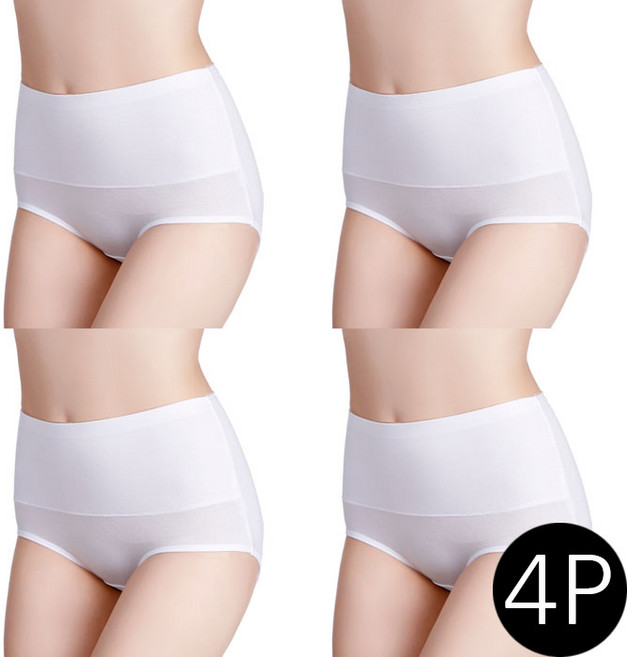 4P 여성팬티 하이웨스트 속옷 거들 심리스 데일리 요일 삼각팬티 언더웨어 인견 까미샵