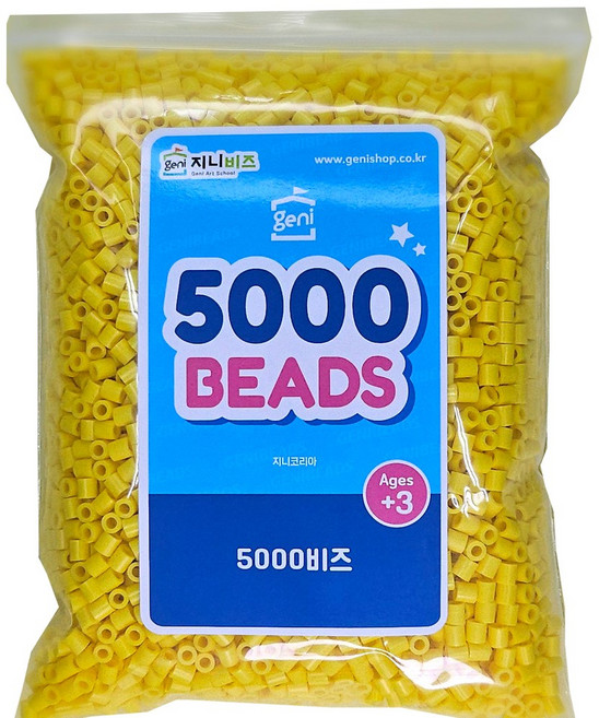 지니비즈 싱글컬러 리필팩 5mm 비즈 5000개 1팩, 옐로우, 1개