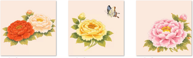 보코니 돈이 들어오는 복그림 쉬운 명화 유화 그림 그리기 DIY 세트 20 X 20 cm, 부귀대운 목단화 3종 세트, 1개