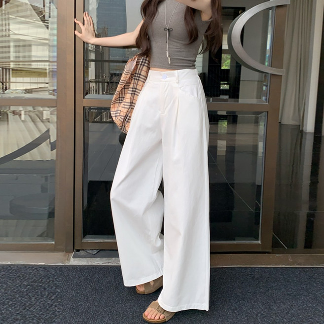 뒷밴딩 와이드 여성 9부 팬츠 바지