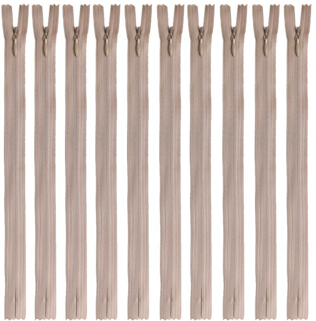 25cm 콘솔지퍼 10인치 콘실지퍼 숨은지퍼, 10개, 베이지(573)