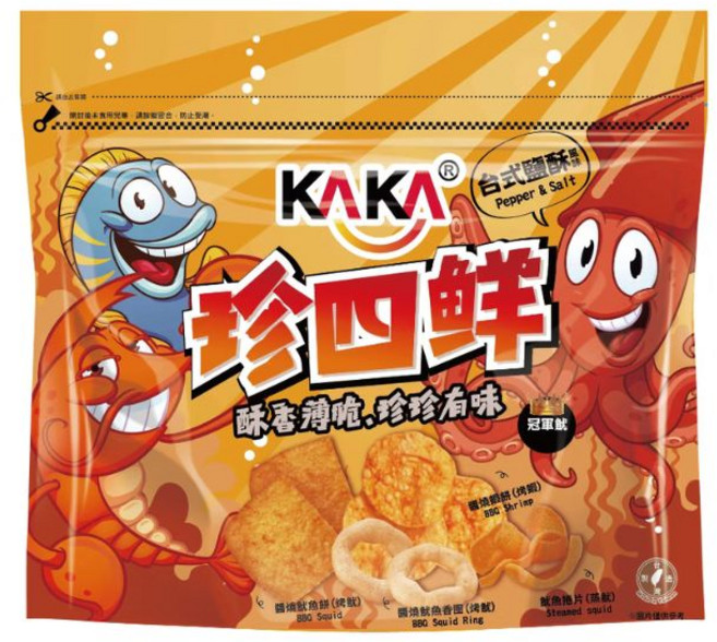 KAKA 珍四鮮 冠軍魷 台式鹽酥風味 四入組, 88g, 4個