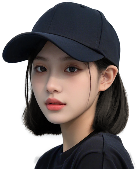 이쁘다샵 가발위드 단발 스타일캡 여성 모자가발, 블랙+블랙브라운, 1개