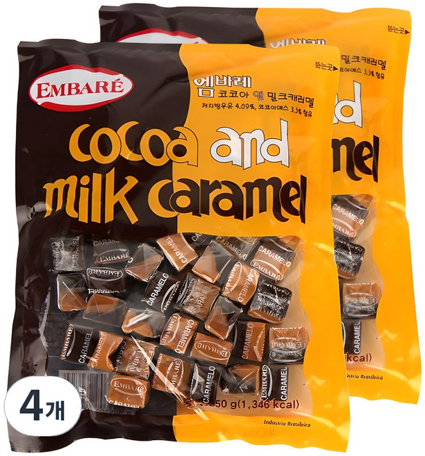 엠바레 코코아 앤 밀크 캐러멜, 4개, 350g