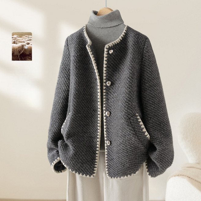 삼제태전 여성용 숏 울코트 기본 스타일 모직 코트