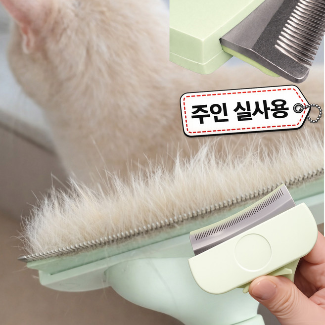 벨나로 저자극 죽은털 제거 그루밍 원터치 브러쉬, 1개, 그린