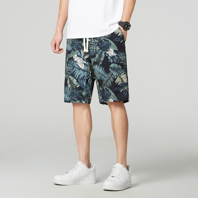 男款花卉沙灘褲 五分褲 涼感透氣海灘褲 度假休閒穿搭