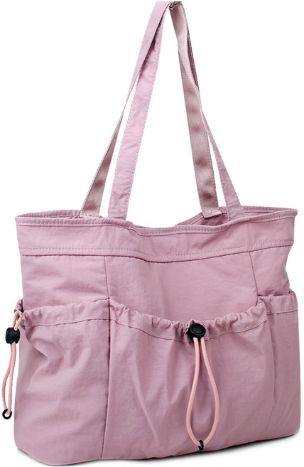 가벼운 단색 무지 셔링 쇼퍼백 A4들어가는 가벼운 스트링 데일리 출퇴근 운동 가방 숄더백 시어서커 바스락 백