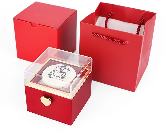 블리스키미 생일 케이크 반지 케이스 서프라이즈 선물 프로포즈 이벤트 상자 링박스, 1개, 레드 - 쿠팡