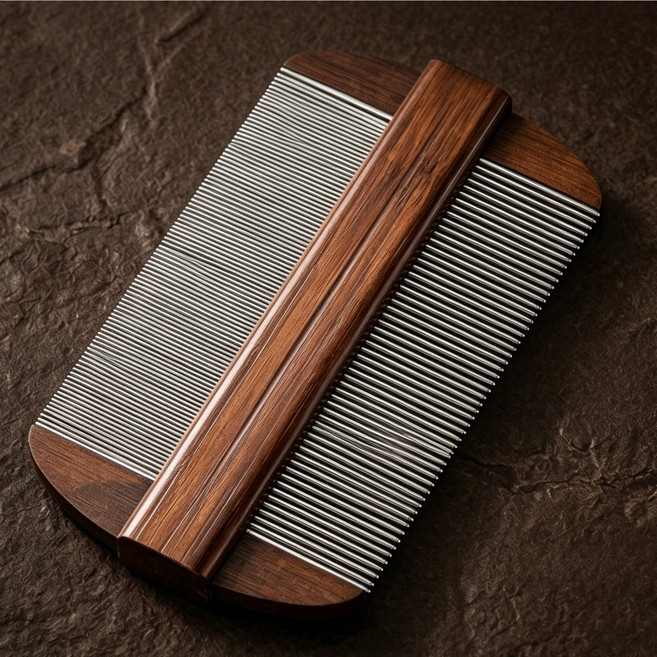 TOPU 스텐레스 참빗 촘촘한 헤어브러쉬 비듬제거빗 각질제거 머리빗 두피케어 헤어빗, 1개, 기본