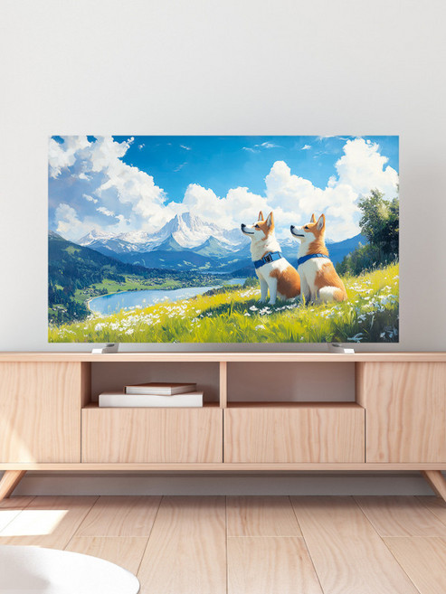 모니터커버 TV 먼지 덮개 75인치 85인치 레트로 유화 스타일 보호, U_유화-14