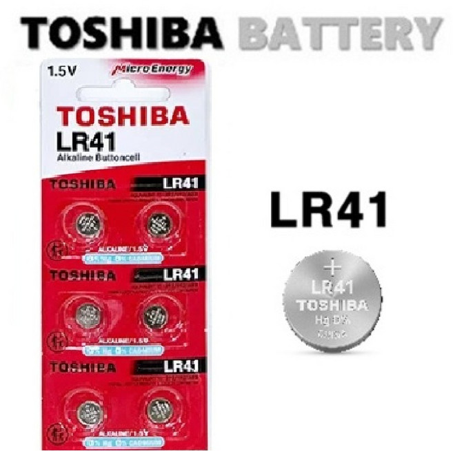 [일반우편배송] 도시바 LR41 알카라인전지 1.5V, 1개, 6개입
