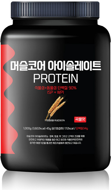 락토프리 당제로 프로틴컴퍼니 머슬코어 아이솔레이트 프로틴 곡물맛, 1개, 1kg