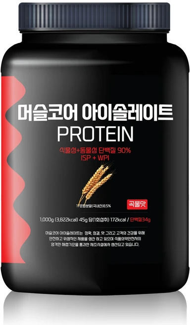 락토프리 당제로 프로틴컴퍼니 머슬코어 아이솔레이트 프로틴 곡물맛, 1개, 1kg - 쿠팡