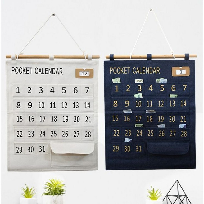 포켓 캘린더 생활비달력 용돈달력 영수증 약달력 저축달력 가계부 돈관리 플래너, 1개, 네이비