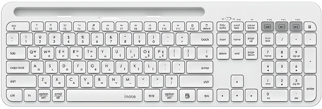 아이노트 멀티커넥트 무선 블루투스 5.0 일반형 키보드, 화이트, K608RB, 제조사축