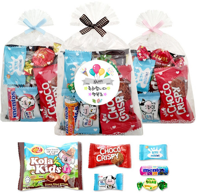 어린이날 크리스마스 수능 달콤한세상 과자선물세트 어린이집생일선물답례품 단체선물 어린이집선물 과자세트 간식 과자 꾸러미 구디백 단체간식 단체선물, 1개, A-2(체크리본)7가지 구성