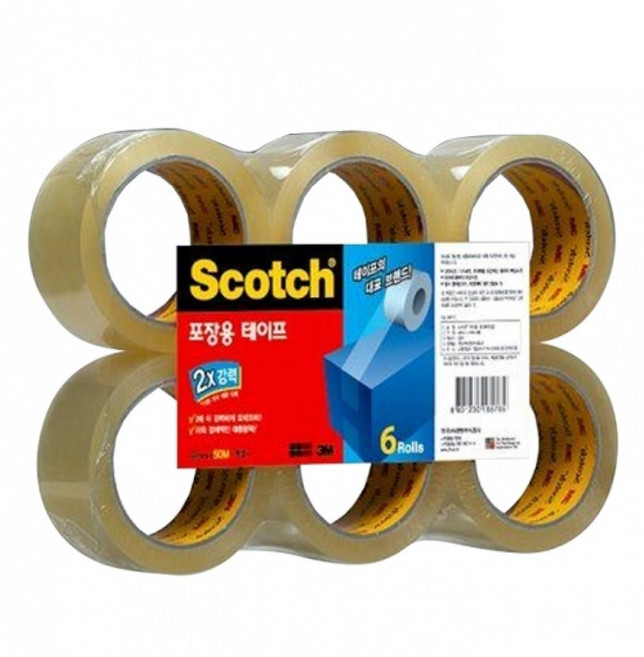 3M 스카치 다용도 포장용테이프 투명 3615-6 48mmx50M 6개입 강력접착 박스테이프, 단품