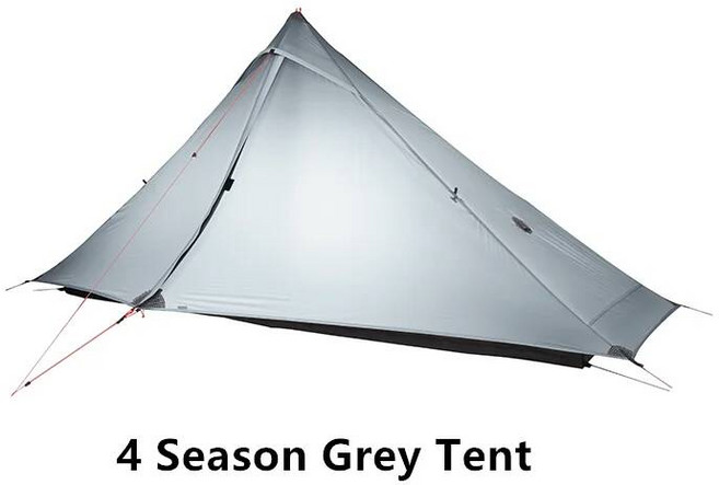 CBay 3F UL 기어Lanshan 1 Pro 텐트 야외 1 인칭 초경량 캠핑 텐트 3 시즌 전문 20d Silnylon Rodless Tent 가족 친구 캠핑 텐트, 4 Season Grey tent