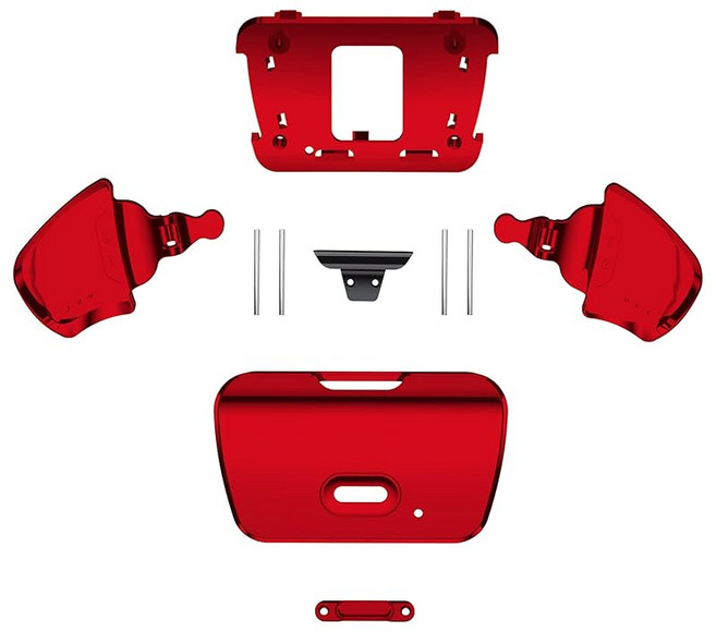 eXtremeRate 라イズ 리맵 키트에 대응하도록 재설계된 글로시 K1K2 백버튼 하우징 케이스 컨트롤러 라イズ 리맵 보드 플렉스 케이블은 포함되지 않으며 PS5 컨트롤러, Chrome Red, 1개