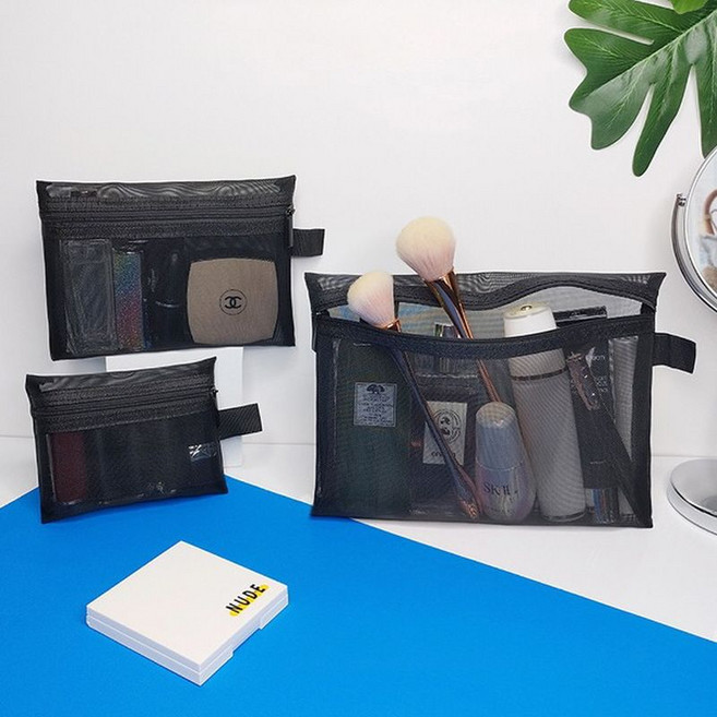 메이크업 메쉬 파우치 다용도 파우치 S M L