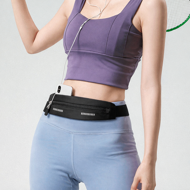 러닝벨트 힙색 운동벨트 허리색 스마트폰 수납 조깅 러닝 자전거 슬림 스포츠벨트, 1개, Black