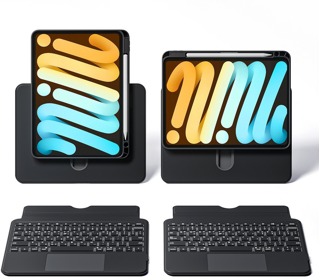 AITEWO 아이패드 분리형 키보드 케이스 매직키보드 360도회전 펜슬 수납 맥세이프 백라이트 프로 2/3/4/5/6/7 세대 에어 10.9 11 12.9 13인치 M2 M3 M4, 블랙, 1개