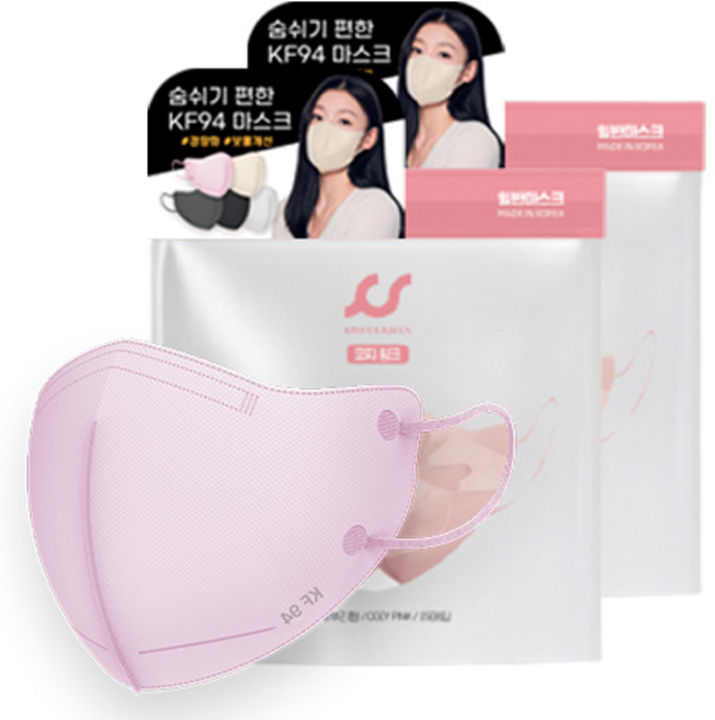 김국산 KF94 씬핏 새부리형 마스크 중형, 12개, 핑크, 25매입