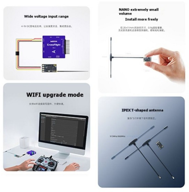 HJ-Lora RC 수신기 ELRS 915Mhz/868Mhz 나노 익스프레스엘알에스 안테나 포함 FPV 드론용 와이파이 지원, 01 pink