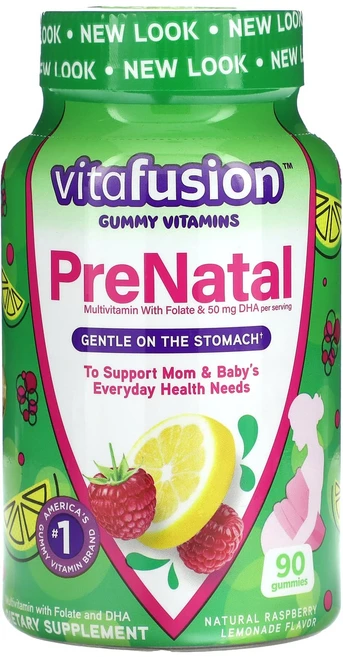 VitaFusion PreNatal Gummy Vitamins Natural Raspberry Lemonade 90 Gummies, VitaFusion PreNatal Gummy V..., 1개, 90정 - 쿠팡