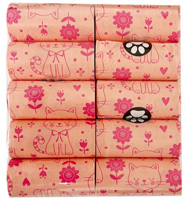 반려동물 친환경분해 배변봉투 케이스 세트 리필봉투 150 300 600매, 캣핑크 150 (포장없음), 10개, 15개입