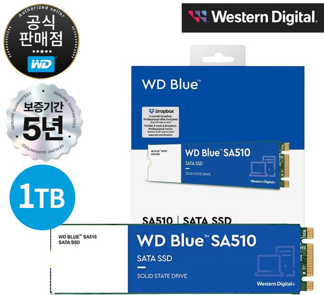 [공식판매점] WD BLUE SA510 M.2 SATA SSD, WDS100T3B0B, 1TB