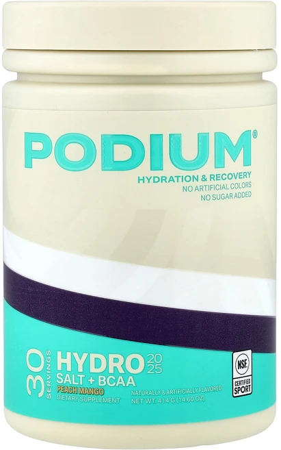 Podium Nutrition Hydro & Salt 2025 + BCAA Peach Mango 14.6 oz (414 g), Podium Nutrition, Hydro & Salt, 414g, 1개 - 쿠팡