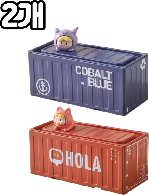 담다 1+1 미니어처 컨테이너 다용도 수납함 데스크테리어 소품 정리함, 퍼플+오렌지(KD560), 1세트