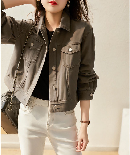 쩐쿠 여성 카라넥 캐주얼 숏 자켓 K0159