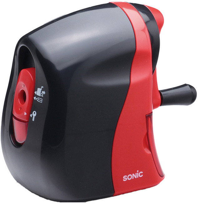 SONIC 카루하프 수동 연필깎이, 블랙 + 레드, 1개