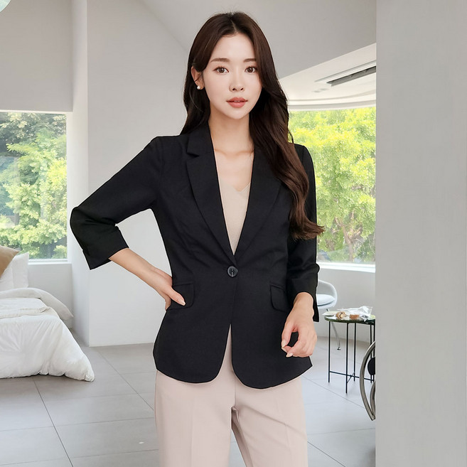 더웨이나인 여성 여름 정장 자켓 7부 소매 얇은 마이 리나