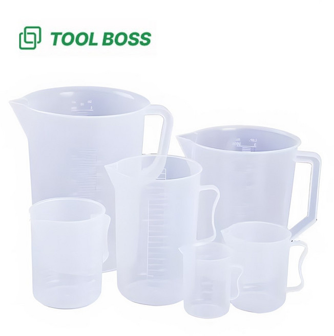 [ 100ml ~ 5000ml ] 툴보스 플라스틱 눈금 비커 계량컵, 투명, 1개