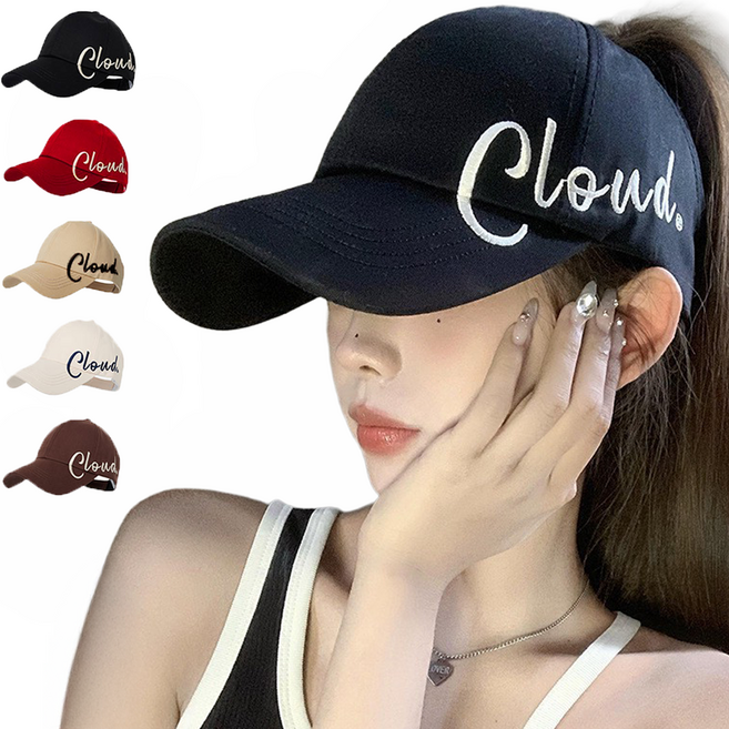 [HANNAL] 여성용 포니테일 베이스볼 깊은 오픈백 모자