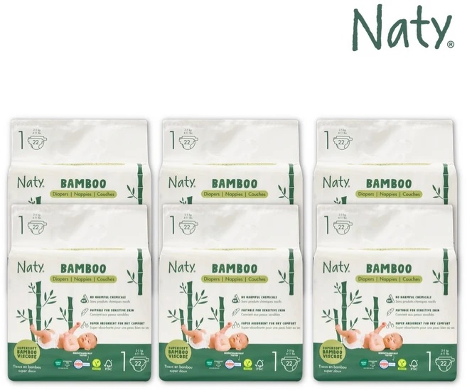 [Naty] 네띠 밤부 기저귀 밴드형 1단계 132매 - 쿠팡