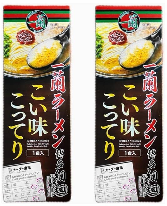 일본 이치란 라멘 하카타 세면 스트레이트 코이아지 콧테리 1인분 2상자, 2개