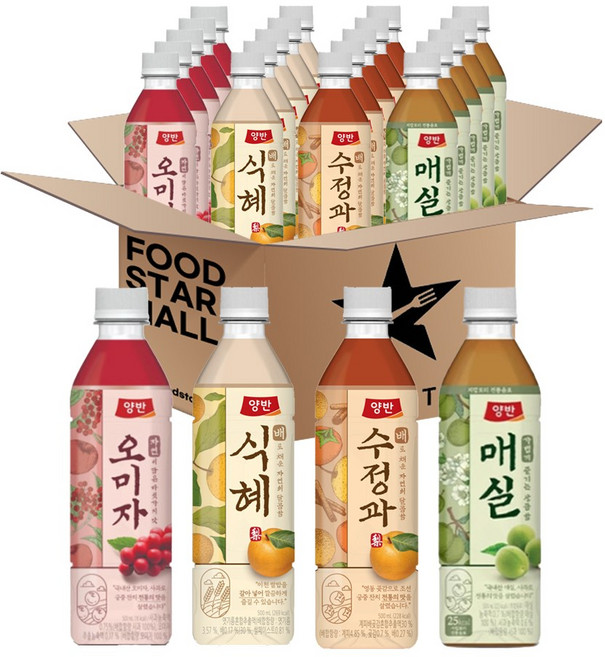 푸드스타 동원 양반 500ml 4종세트(배식혜 배수정과 매실차 오미자차) 각 5개 총 20개
