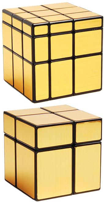 미러 큐브 2x2 3x3 세트 메탈릭 매직 cube 사각 메탈 레이저 블럭 장난감 거울 루빅스 선수용 스피드 큐빙 루빅 전문가 기어 키덜트 취미 용 퍼즐, 1세트, R99738D(골드 2개, 1세트