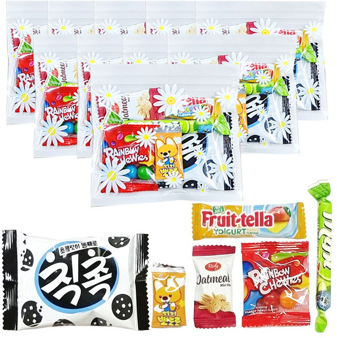 개별포장 어린이날 간식꾸러미 간식선물 간식세트, 10개, 2-4. 레인보우츄스+칙촉+미니얌 외3개