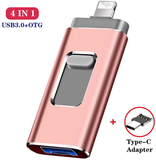 휴대폰용 OTG USB 플래시 드라이브 USB 3.0 메모리 스틱 외부 저장 장치 안드로이드 C 타입 윈도우 장치 4 256G 512G 128G, 01 Pink send Type C, 01 256GB, [01] Pink send Type C