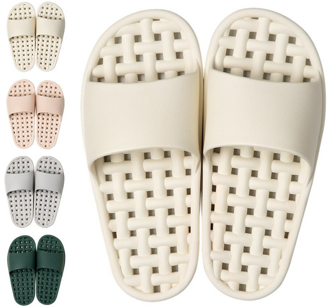 주식회사 더안 국산 미끄럼방지 안전 논슬립 물빠짐 PVC 욕실화, 1개, 코튼아이보리