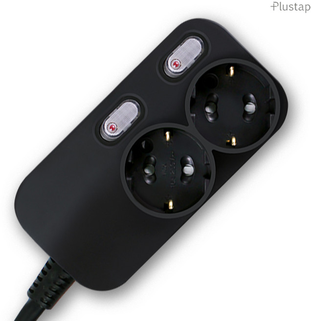 대성 플러스탭 국산 개별스위치 절전 고전압 고용량 멀티탭 2구 16A 250V, 1개, 블랙, 1m